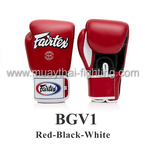 Fairtex Muay Thai Boxing Gloves BGV1 Red/Black/White
