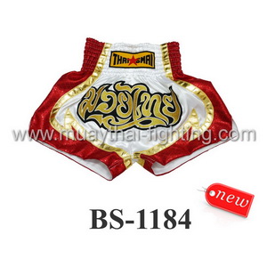 ThaiSmai Muay Thai Shorts White Red BS-1184