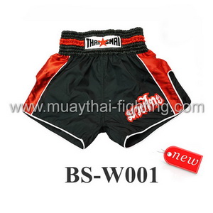 ThaiSmai Muay Thai Retro Shorts Black Red BS-W001