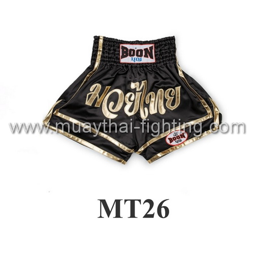 Boon Muay Thai Black & Gold Shorts MT26