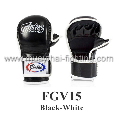 Fairtex SparringGloves DoubleWrist Wrap Closure FGV15Black/White