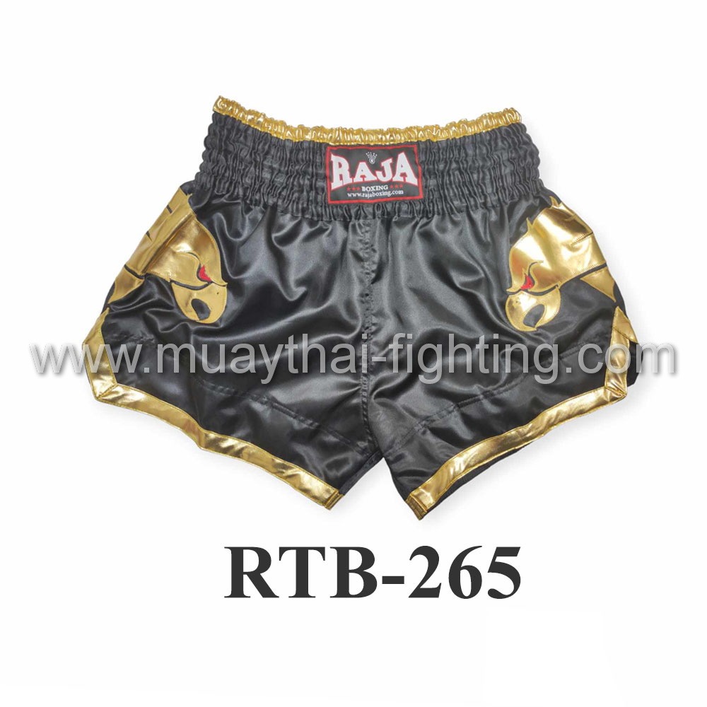 Raja Muay Thai Satin Shorts Black RTB-265