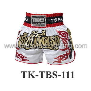 Top King Muay Thai Shorts White Jeb Ni Pheu Ter TK-TBS-111