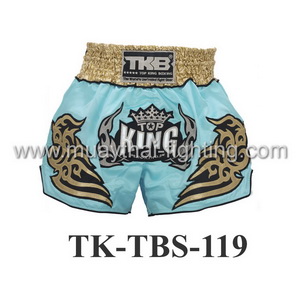 Top King Muay Thai Shorts TK-TBS-119 Light Blue Gold