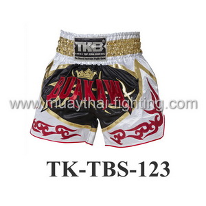 Top King Muay Thai Shorts White-Black BUAKAW TK-TBS-123