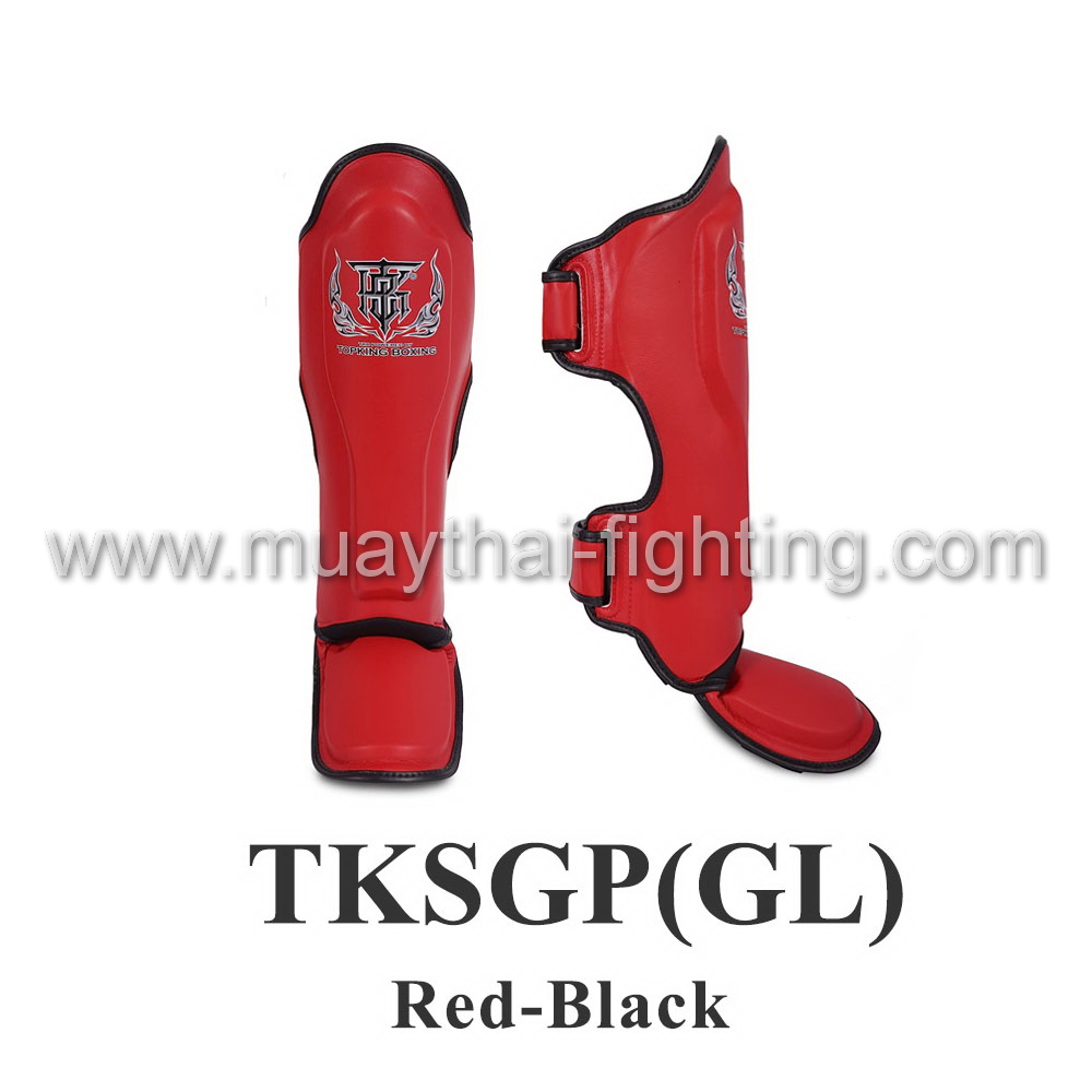 TOP KING Shin Guard Pro Genuine Leather TKSGP (GL) Red/Black