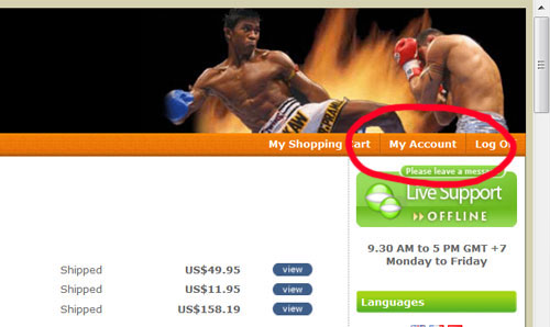 Muay Thai Fighting My Account Page