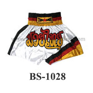 ThaiSmai Muay Thai Shorts White Deutsch Fighter BS-1028