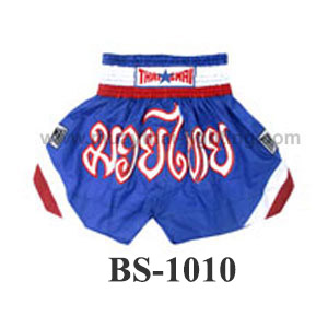 ThaiSmai Muay Thai Shorts Blue Three Stripes BS-1010