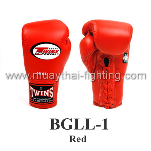 Twins Boxing Gloves Lace Closure BGLL-1 Red