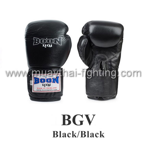 Boon Muay Thai Boxing Gloves Velcro BGV Black/Black