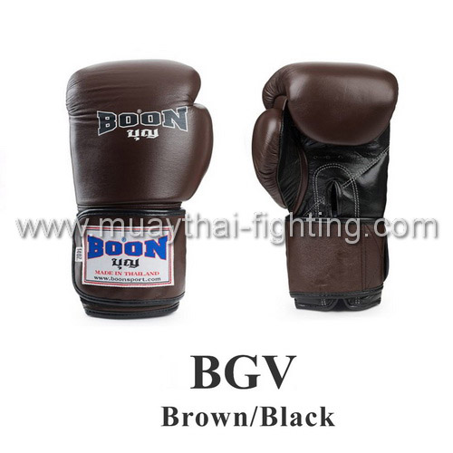 Boon Muay Thai Boxing Gloves Velcro BGV Brown/Black