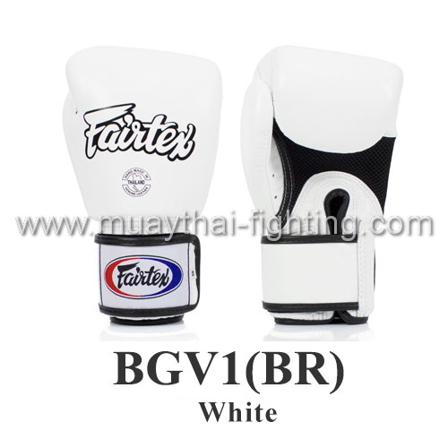 Fairtex Boxing Gloves Tight Fit Breathable BGV1(BR) White