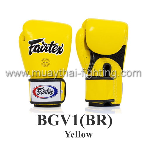 Fairtex Boxing Gloves Tight Fit Breathable BGV1(BR) Yellow