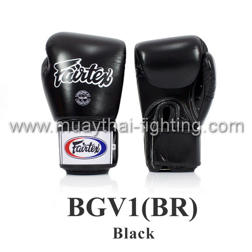 Fairtex Boxing Gloves Tight Fit Breathable BGV1(BR) Black