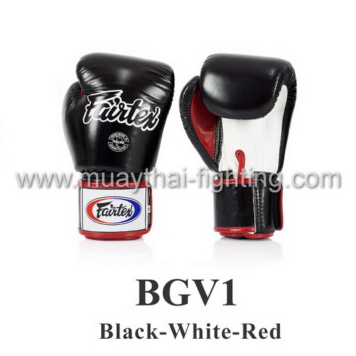 Fairtex Muay Thai Boxing Gloves BGV1 Black/White/Red