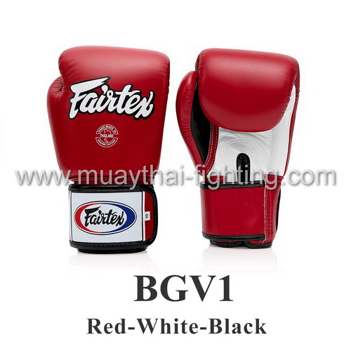 Fairtex Muay Thai Boxing Gloves BGV1 Red/White/Black