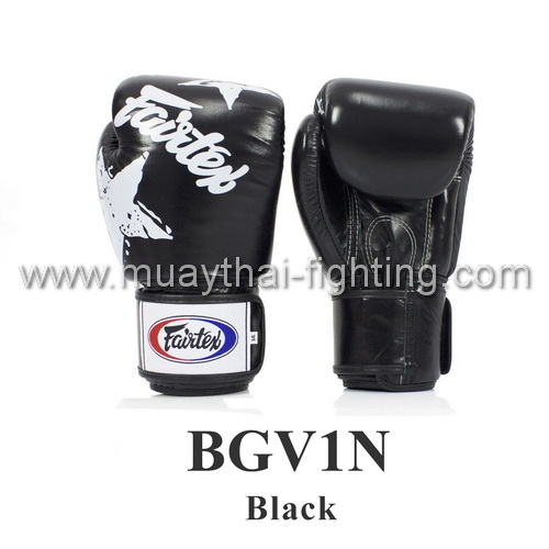 Fairtex Muay Thai Boxing Gloves With Nation Print - BGV1N Black