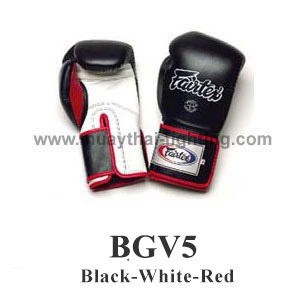 Fairtex Super Sparring Gloves Locked Thumb BGV5 Black/White/Red