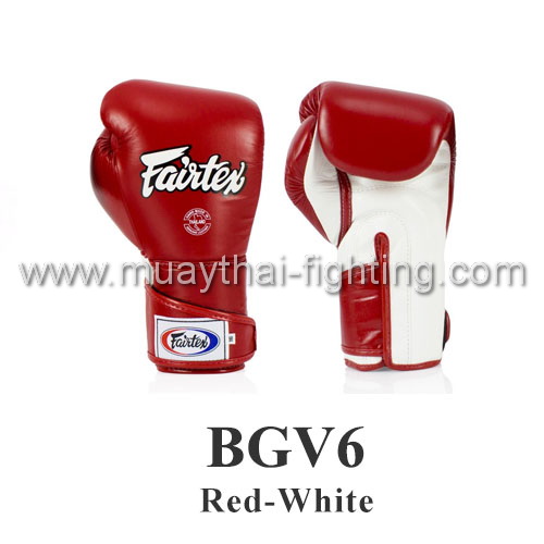 Fairtex BGV6 Gloves Muay Thai Boxing Red Black White Stylish Angular Sparring 
