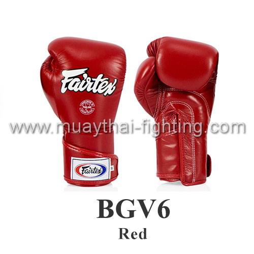 Fairtex Stylish Angular Sparring  Gloves Locked Thumb BGV6 Red