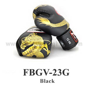 Twins Fancy Boxing Gloves Chinese Dragon FBGV-23G Black