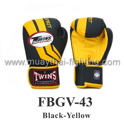 Twins Fighting Spirit Boxing Gloves FBGV-43 Black/Yellow
