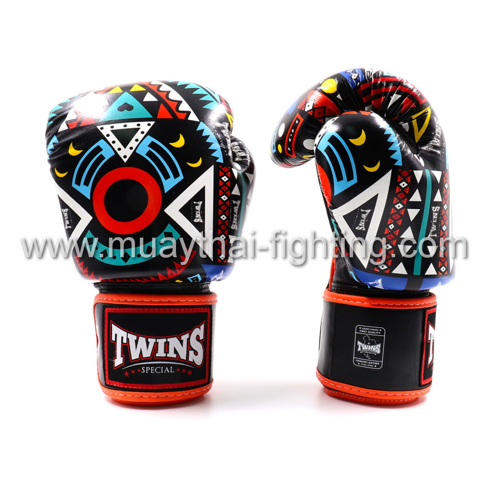 Twins Fancy Boxing Gloves Aztecs FBGVL3-57 Orange