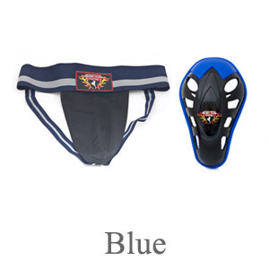 MuayThai-Fighting Cotton Supporter with Plastic Groin Blue