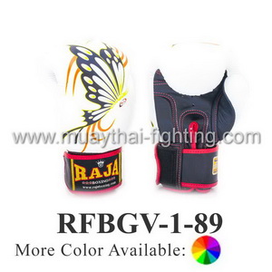 Raja Fancy Boxing Gloves Butterfly Design RFBGV-1 #89 White