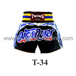 Twins Muay Thai Shorts Black Blue T-34