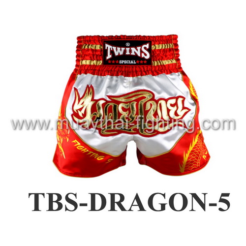 Twins Muay Thai Shorts Dragon White Orange TBS-DRAGON-5