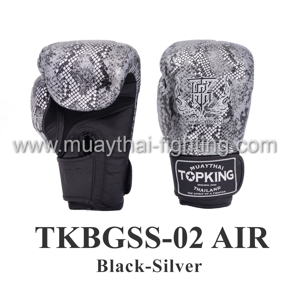 TOP KING Boxing Gloves Snake Design TKBGSS-02 Air-Black/Silver