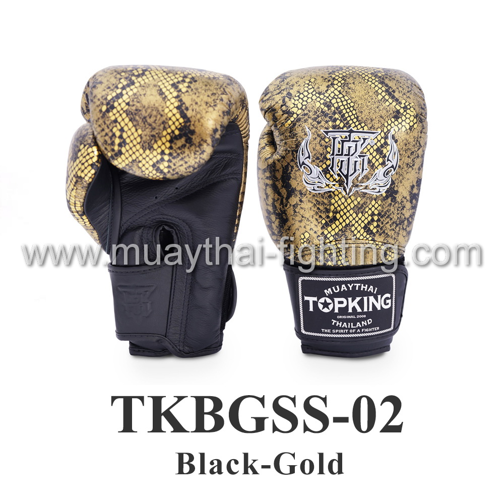 TOP KING Boxing Gloves Snake Design TKBGSS-02 Black/Gold