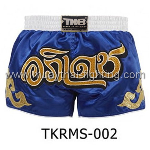 Top King Retro Muay Thai Shorts Blue TKRMS-002