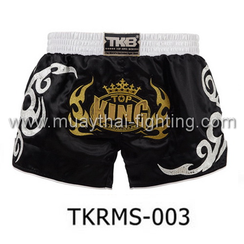 Top King Retro Muay Thai Shorts Black TKRMS-003