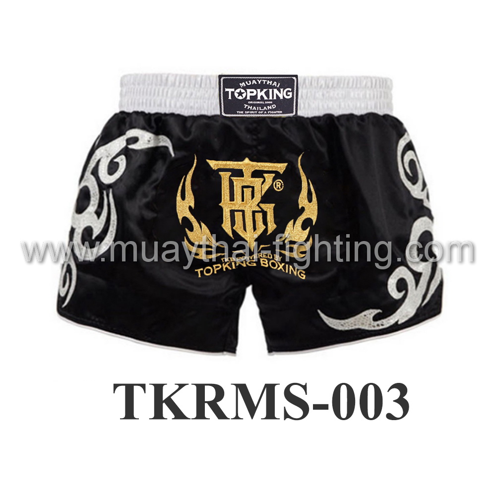 Top King Retro Muay Thai Shorts Black TKRMS-003