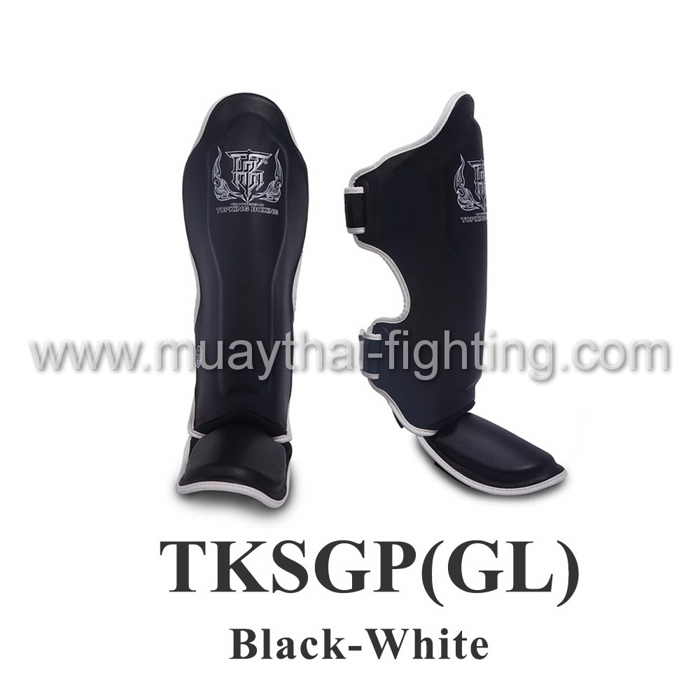 TOP KING Shin Guard Pro Genuine Leather TKSGP (GL) Black/White