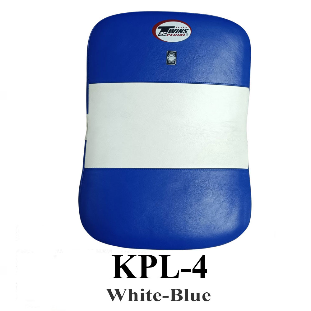 Twins Kick Pads Leather Large Rectangular KPL-4 White/Blue