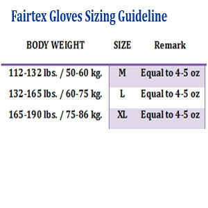 Muay Thai Gloves Size Chart