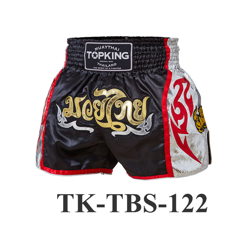 Top King Muay Thai Shorts Black-Silver TK-TBS-122