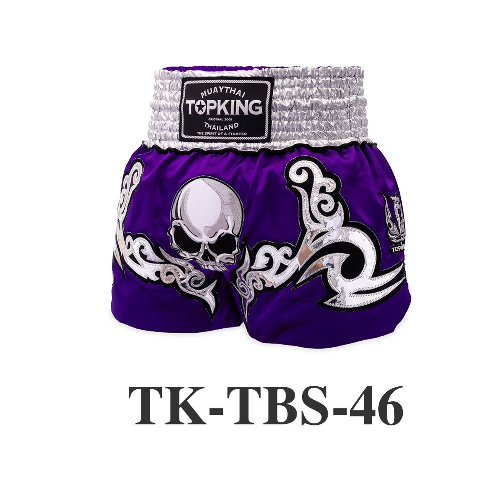 Top King Muay Thai Shorts Purple Death Skull TK-TBS-46