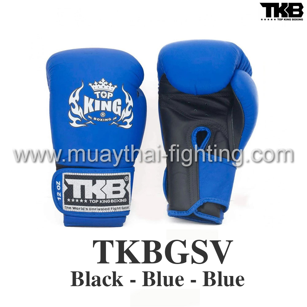 TOP KING Boxing Gloves “Super”TKBGSV-Black/Blue/Blue TKBLogo
